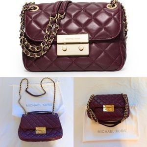 MICHAEL KORS QUILTED COSTA LAMBSKIN SHOULDER BAG